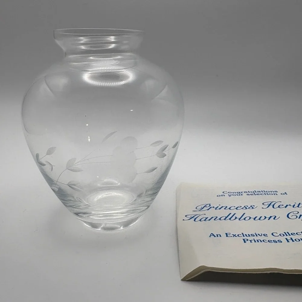 Princess House Inc Heritage Collection 411 Handblown Etched Accent‎ Vase